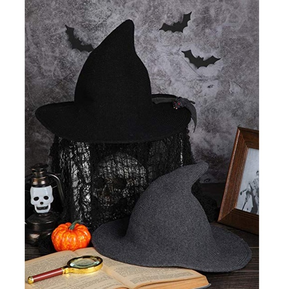 Modern Witch Hat Wool Knit Cap Halloween Costume - Picture 8 of 13